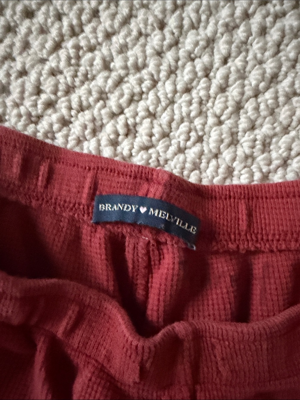 Brandy Melville 2 pack waffle Lounge Shorts - Red and Black - Picture 4 of 4